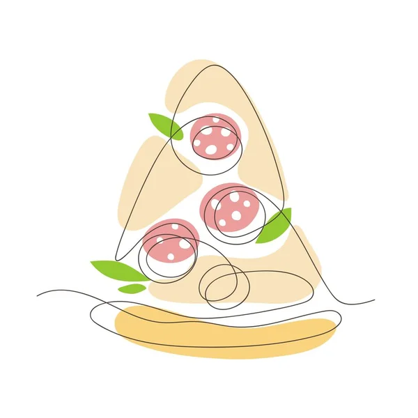 Egy szelet pizza. Olasz konyha. Minimalista grafikák. — Stock Vector