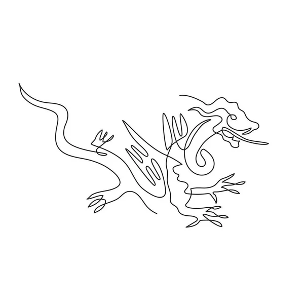 El dragón se dibuja con una línea. Símbolo del año. Horóscopo oriental. — Vector de stock