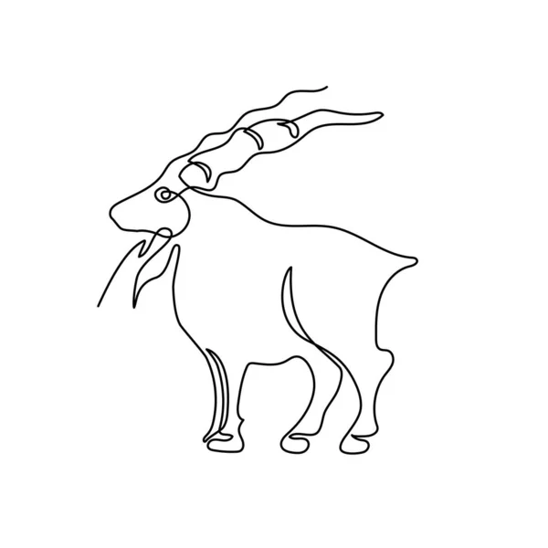 La capra è disegnata con una linea. Segno zodiacale cinese dell'anno della capra. — Vettoriale Stock