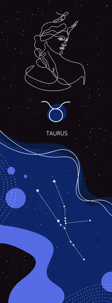 Fondo del zodíaco. Constelación de Tauro. El elemento de la tierra. — Vector de stock