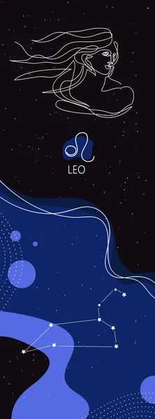 Zodiac achtergrond. Leo sterrenbeeld. Het element van vuur. Verticale banner. — Stockvector