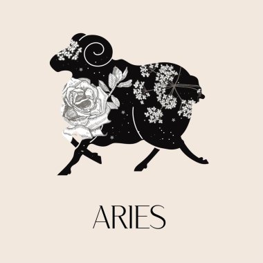 Zodyak burcu Koç burcu. Astrolojik burcun sembolü..