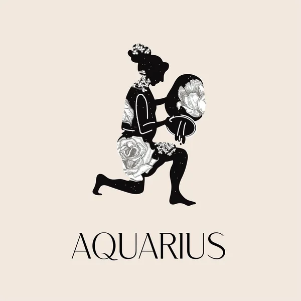 Aquarius zodiac sign. The symbol of the astrological horoscope. — Stock Vector