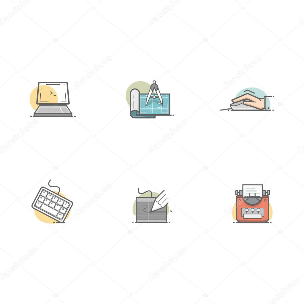 Colorful concept icons set for personal or company portfolio.