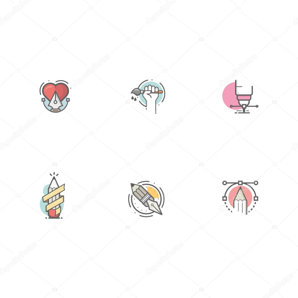 Colorful concept icons set for personal or company portfolio.