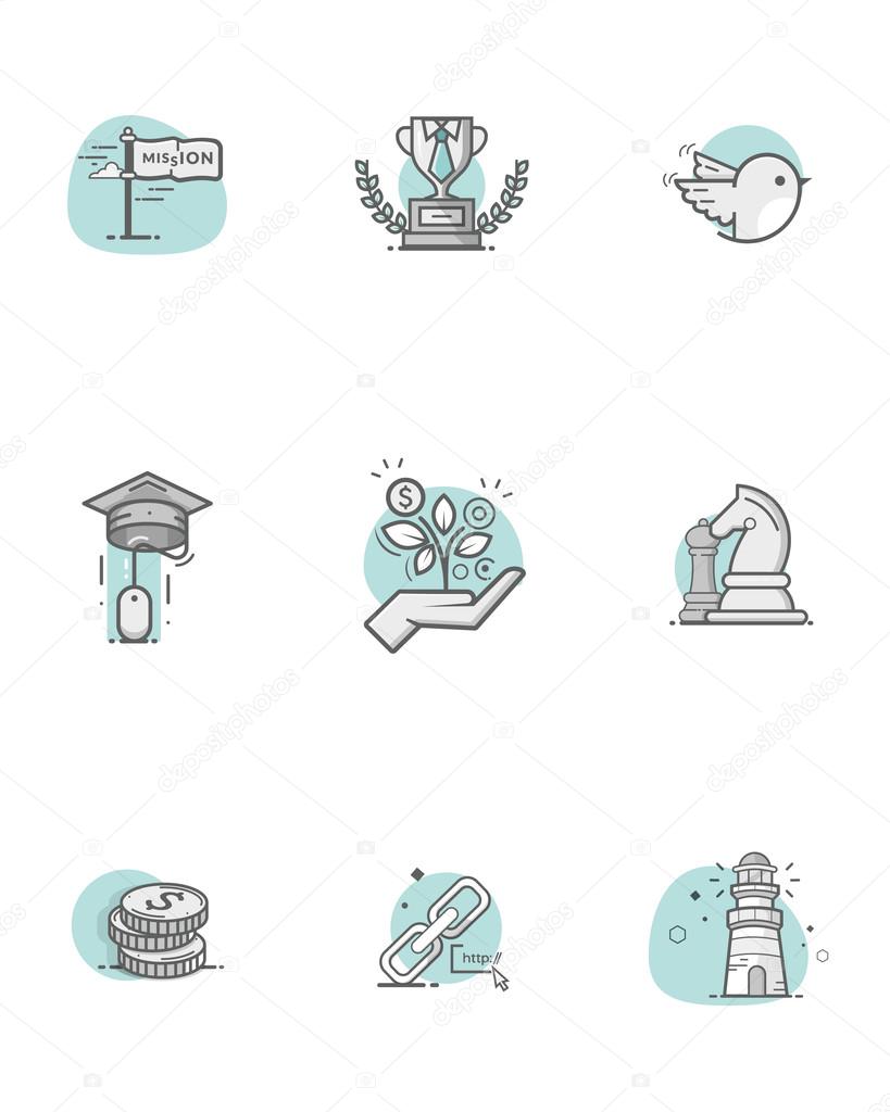 Colorful concept icons set for personal or company portfolio.