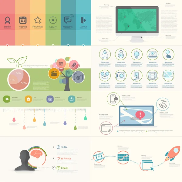 iş sunu şablonları için Infographics öğeleri kümesi.