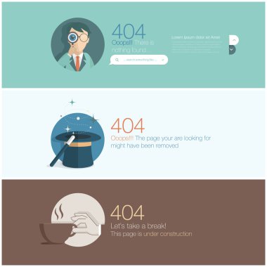 Web sitesi tasarım şablonu öğesi: sayfa bulunamadı, 404 hatası