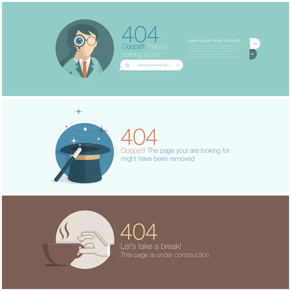 Element Webseiten-Design-Vorlage: Seite nicht gefunden, 404 Fehler lizenzfreie Stockvektoren