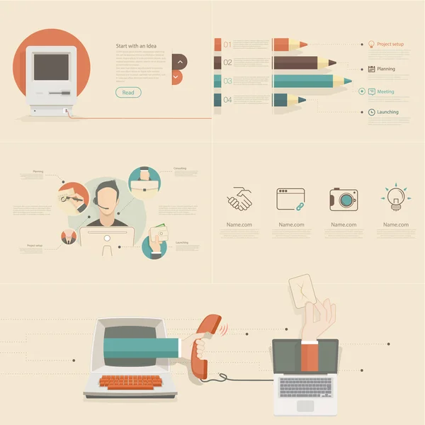 Platte infographics elementen voor dia presentatie en web templates. — Stockvector