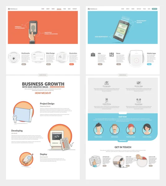 コンセプト アイコンとアバター ビジネス会社ポートフォリオ サイト デザイン テンプレートのページ 2 — ストックベクタ