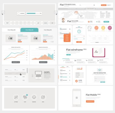 Flat UI element kit for Business templates clipart