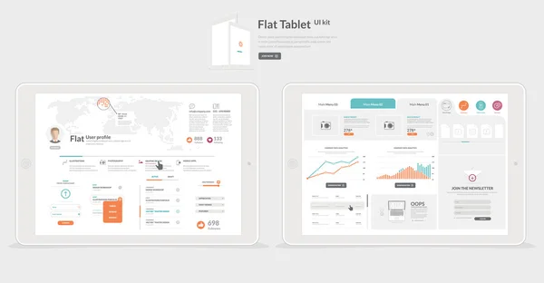 Tablet Gui kit elementos — Vetor de Stock