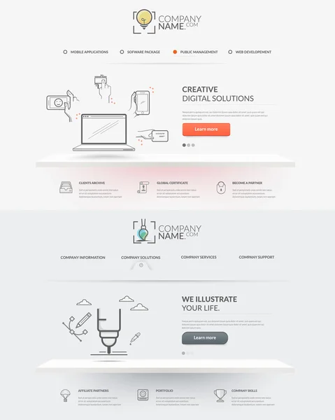 Plantilla de diseño del sitio web elementos de navegación: página fuente sitio web . — Vector de stock