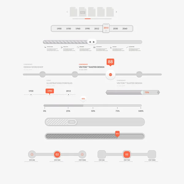 Web サイト デザインのナビゲーション要素: スライダー — ストックベクタ