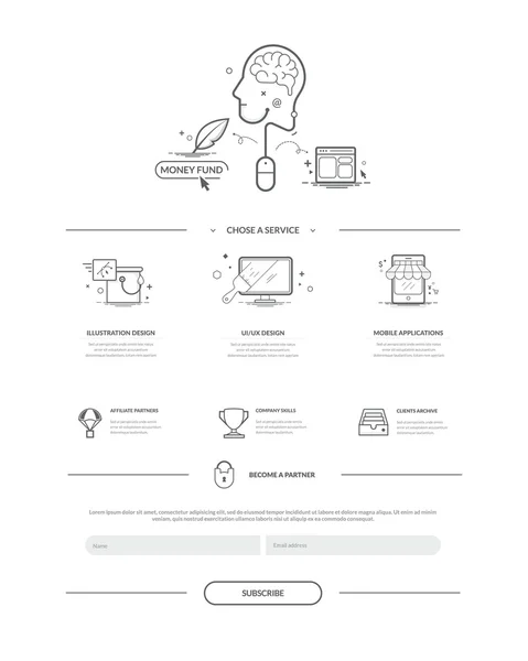 Éléments de modèle de site — Image vectorielle