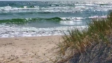 Ystad, Scania, İsveç 'te dalgalı sahil