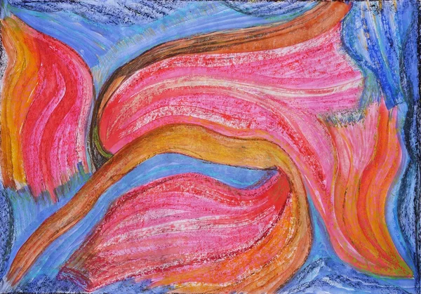Dessin abstrait avec pastels dans les tons rose et bleu — Photo