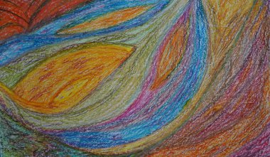 Boyalı parlak renklerde çizim, pastel bir yağda tarafından