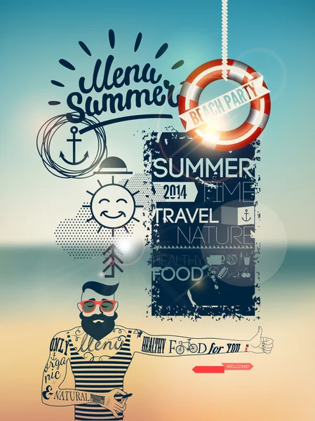 Cartel del menú de verano Ilustración De Stock