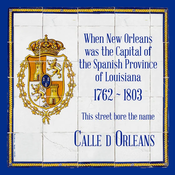 New Orleans Storico Spagnolo Street Tile Signs Sidewalk Piazza Ceramica — Foto Stock