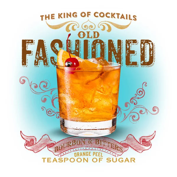 New Orleans Traditional Cocktail Libation Auf Weißem Infografik Hintergrund — Stockfoto
