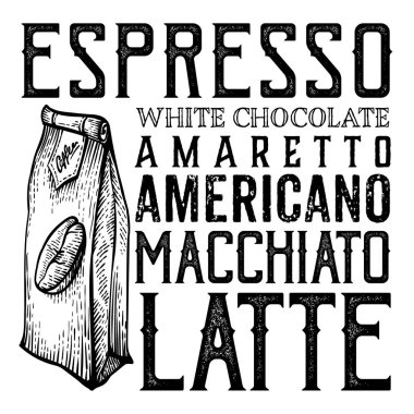 Kahve ve Çay Lokantası Kafe Kafe Kahve Çubuğu Siyah ve Beyaz Görüntü Bilgileri beyaz arka planda izole edildi