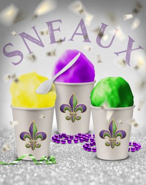 Geleneksel Güney Kartopları New Orleans Mardi Gras Mevsimi Buzlu Meyve şurubu
