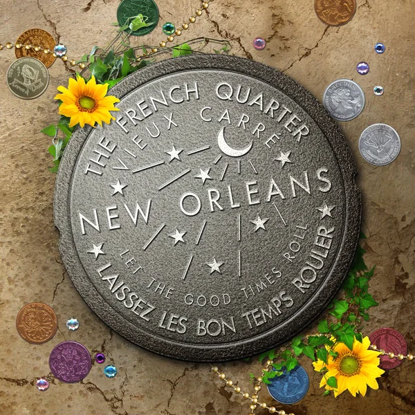 New Orleans Storico Iconico Watermeter Coperchio Post Uragano Icona Logo — Foto Stock