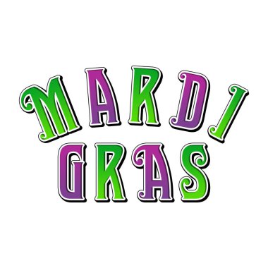 Mardi Gras harfleri. El çizimi vektör çizimi. Mardi Gras marquee tişört tasarımı New Orleans Louisiana grafiği