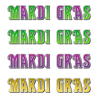 Mardi Gras harfleri ayarlandı. Vektör çizimi. Mardi Gras marquee tişört tasarımı New Orleans Louisiana grafiği