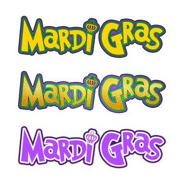 Renkli Mardi Gras harfleri Mardi Gras afiş logo tişört tasarımı New Orleans Louisiana grafik