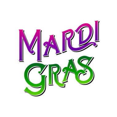 Mardi Gras harfleri. Vektör illüstrasyonu Mardi Gras marquee logo t-shirt tasarımı New Orleans Louisiana grafiği