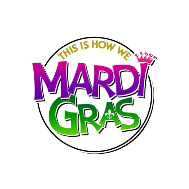 Mardi gras metni, vektör illüstrasyonu