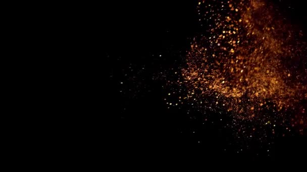 Motion Flickering Particles Red Discharge Black Background — Stock Video