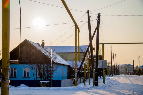Calle Del Pueblo Rusia Invierno — Foto de Stock