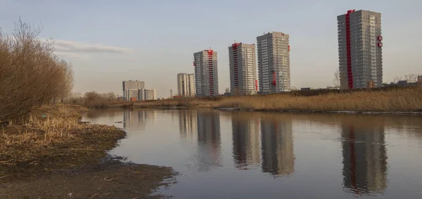 Pohled Městský Rozvoj Řeky Miass Městská Krajina — Stock fotografie