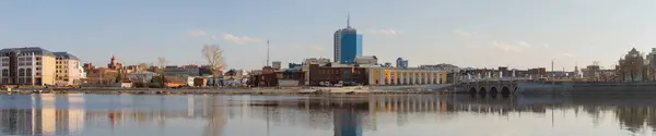 Vista Ciudad Desde Terraplén Del Río Miass Chelyabinsk Paisaje Urbano — Foto de Stock