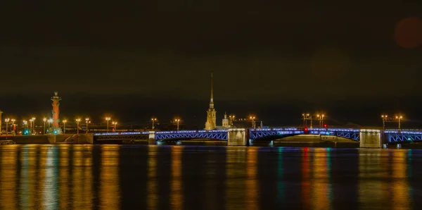 San Petersburgo Vista Catedral San Isaac Desde Palacio Embankment Noche —  Fotos de Stock