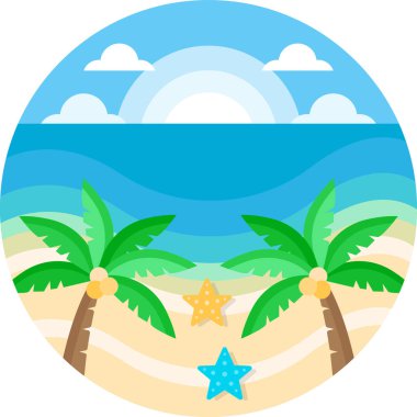 Basit vektör illüstrasyon plajı