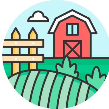 Basit vektör illüstrasyon çiftlik kavramı