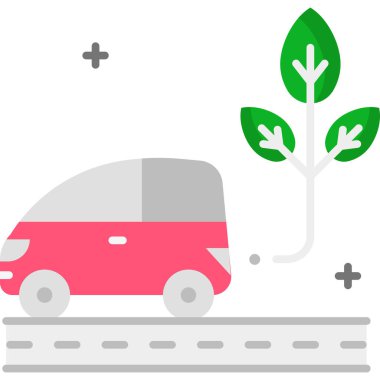 Basit vektör illüstrasyonu elektrikli araba