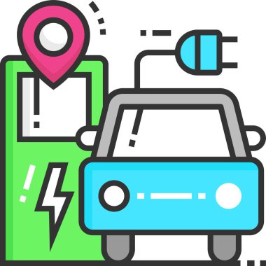 Basit vektör illüstrasyon elektro arabası