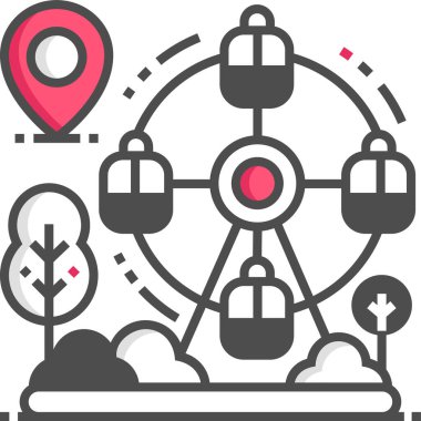 Lunapark vektör illüstrasyonunda dönme dolap 