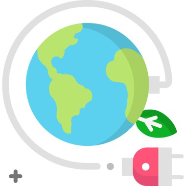 Dünya vektör illüstrasyonu, yeşil enerji kavramı