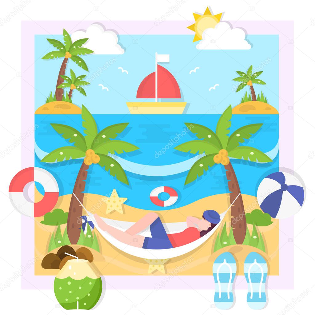 vector illustration of summer season, tourism concept