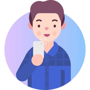 Adam selfie vektör çizimi yapıyor. 