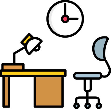 Basit vektör illüstrasyon çalışma yeri