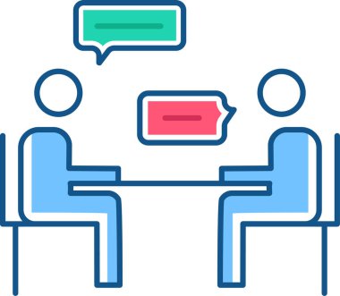 Konferans ikonunda ders veriyorum. vektör illüstrasyonu