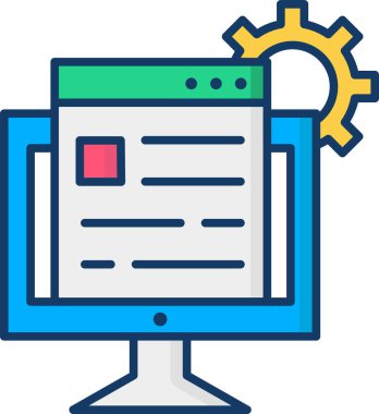 Web programlama düz simgesi, vektör, illüstrasyon